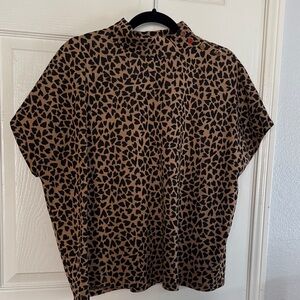 Ann Taylor Black and Brown cheetah patterned Blouse